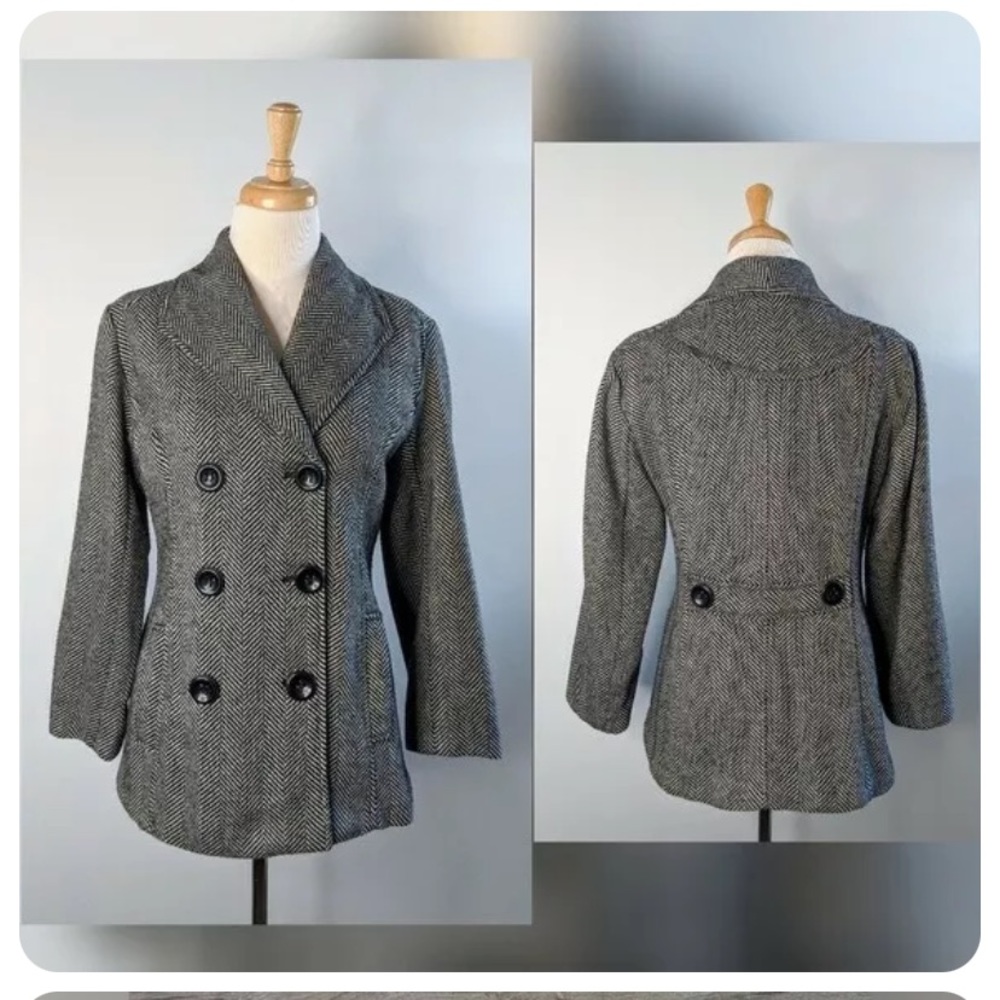 Rampage | tweed herring bone pea coat | small